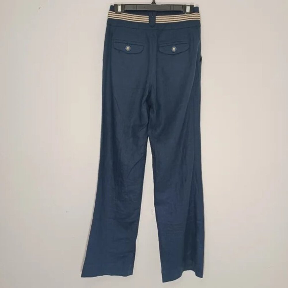 Anthropologie Elevenses High-Rise Navy Linen Blend Pants, Size 2 - Picture 2 of 6